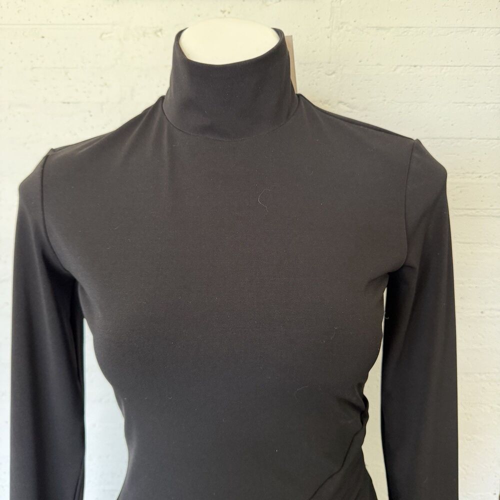 Cinq A Sept Shea Long Sleeve Turtleneck Wrap Top Black S - Picture 3 of 10